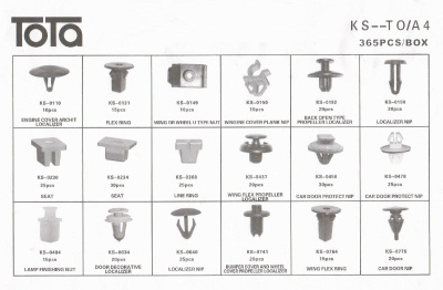 Пистон крепежный  KS-TO / A4  ( набор 365 шт.) TOYOTA  , к-т