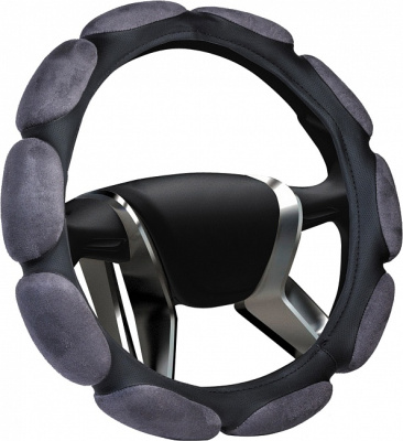Оплетка перфокожа Sponge, M (d 37-39см) Черная,10 подушечек замша Серая AZARD (OPL00085), шт.