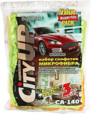 Салфетка Микрофибра 50*70см (CA-140) Big&Thick Универсальные большие (3шт), к-т  CityUp (1/40)