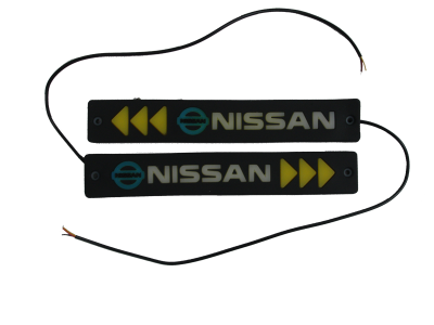 Ходовые огни диодные COB гибкие водонепроницаемые 12V, надпись цветная NISSAN (2 шт), к-т 
