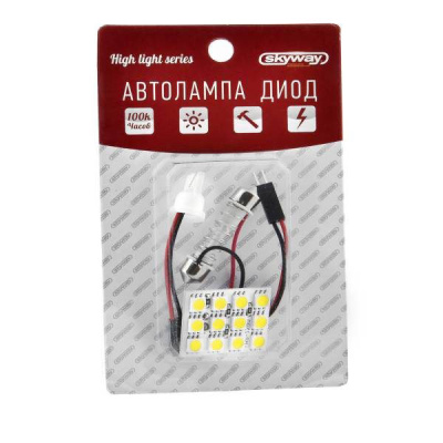 Светодиодная плата 12V (30*25мм) 12SMD WHITE Т5/Т8/Т10, к-т  SKYWAY S03301001 