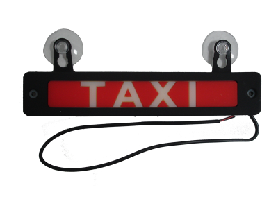 Знак TAXI 4*20мм диодный, керамика, на присосках, красный / белая надпись, шт 