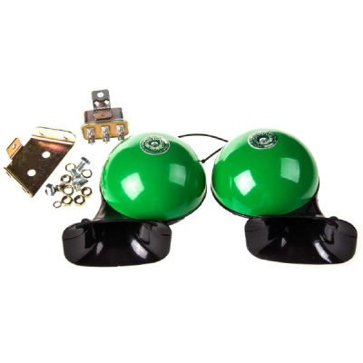 Сигнал электрический 12V Улитка D120мм,115 Db, зеленый MESHUBA (высокий+низкий), к-т SKYWAY (1/12