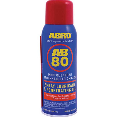 Смазка проникающая с тефлоном AB-80, 400мл, спрей ABRO AB-80-10-R (1/12) (аналог WD-40)