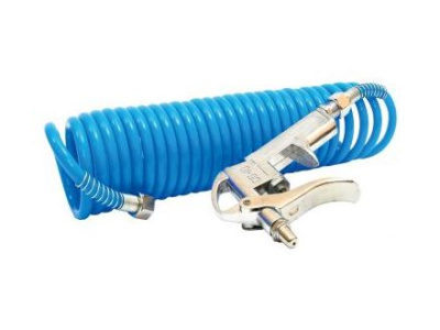 Пистолет продувочный металл со шлангом спиральным, длина 15 метров