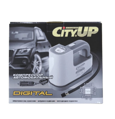 Компрессор пластик корпус Digital, 12V, шнур 3м, подсветка, цифр индикатор, АС-570 CityUp (уп.6шт) 