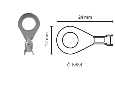 Клемма кольцевая массы латунь луженая D 6.2*24*1.5-2.5мм, шт  