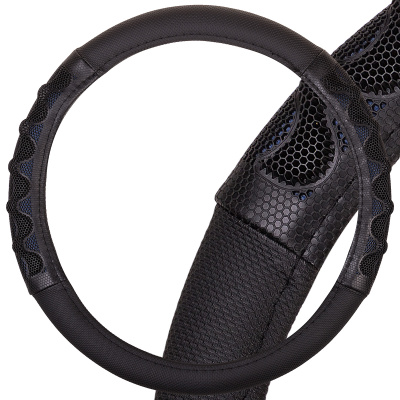 Оплетка экокожа комбинированная, вставки Соты, Racer-2, М (37-39 см), Синяя, шт. SKYWAY S01102418