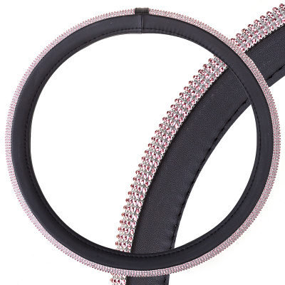 Оплетка экокожа-стразы Crystal-2 M (37-39см) Черная, розовые стразы S01102468