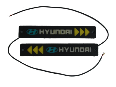 Ходовые огни диодные COB гибкие водонепроницаемые 12V, надпись цветная HYUNDAY (2 шт), к-т 