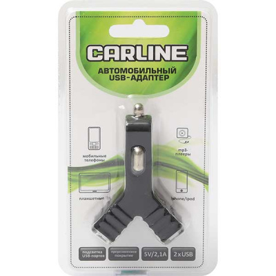 Адаптер прикуривателя 2 USB (2.1A ;1A ) 12/24В, CARLINE® ( Y-type), черный ch-2urb