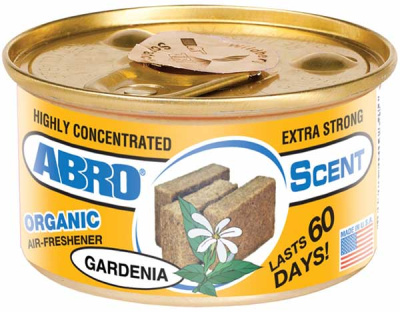 Ароматизатор на панель волокно банка металл ORGANIC Гардения /Gardenia, 42 гр ABRO AS-560-GR (1/24)