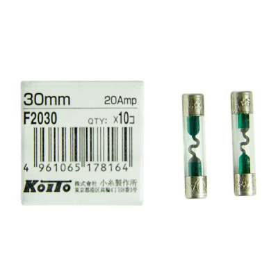Предохранитель стеклянный 6*30мм, 20 А, шт.  KOITO (уп.10 шт.) F2030