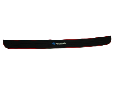 Накладка зоны погрузки багажника на бампер черная, надпись NISSAN красная (3M скотч в к-те)