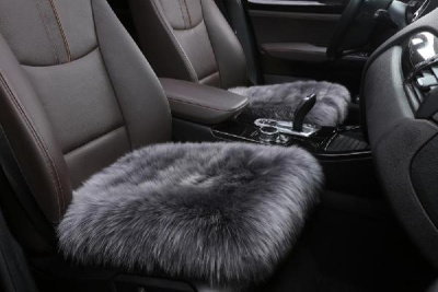 Подушка на сиденье экомех длинный (овчина), серый, шт
