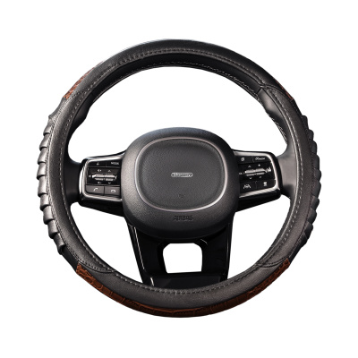 Оплетка экокожа, вставки под дерево Wood-5, M (37-39 см) Черная , шт. SKYWAY S01102171