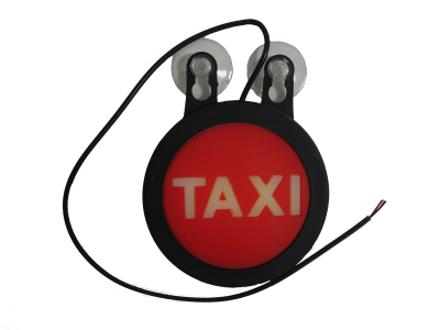 Знак TAXI D10 см диодный, керамика, на присосках, красный / белая надпись, шт