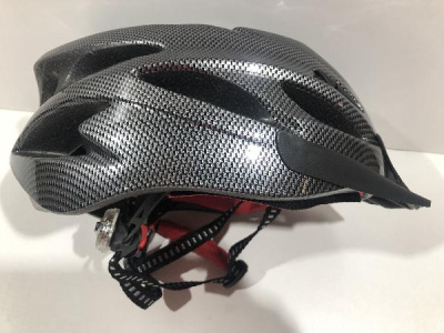 Шлем велосипедный вентилируемый взрослый с фонарем, карбон