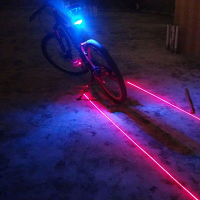 Фонарь велосипедный задний с лазерным обозначением габаритов, синей подсветкой